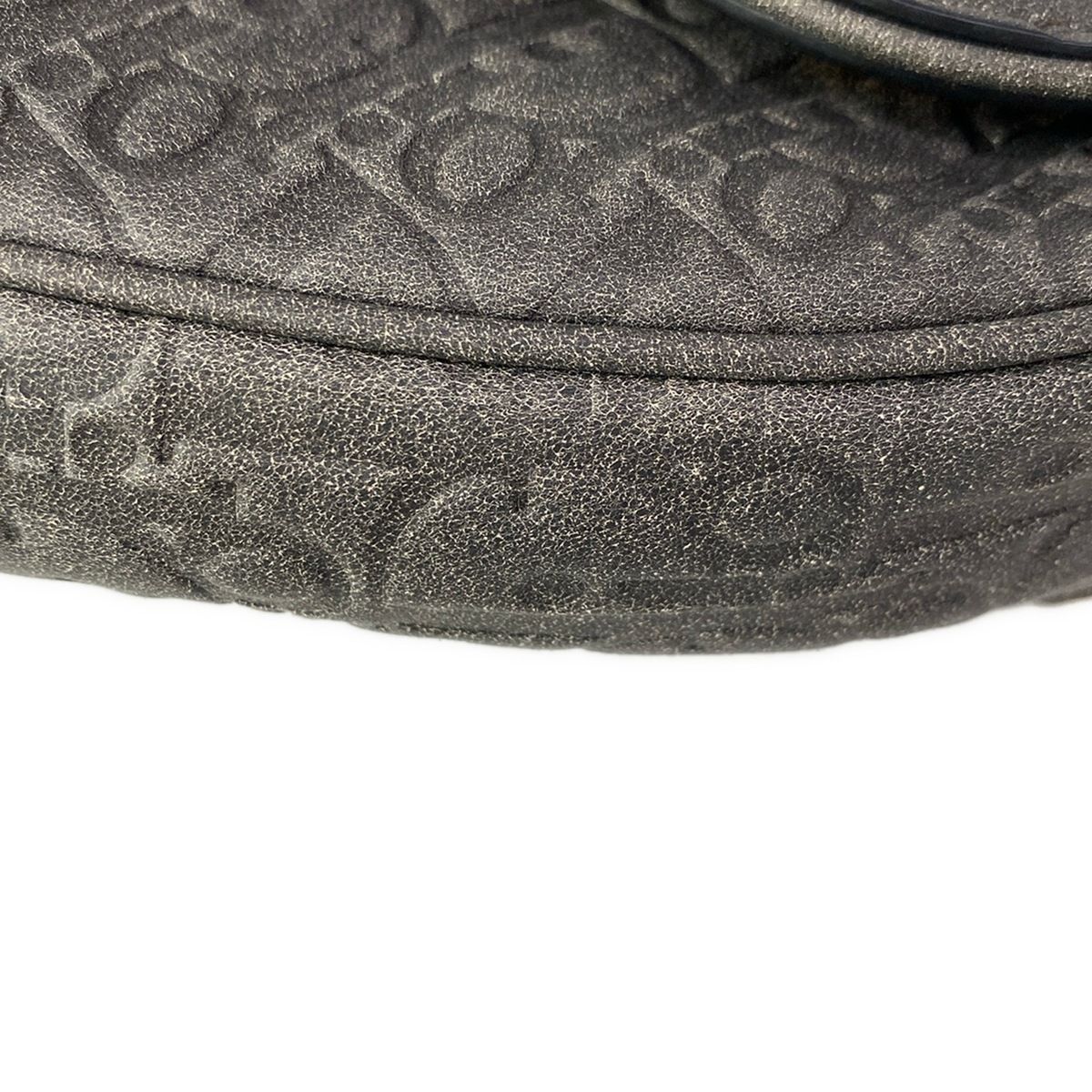 Dior Shoulder Bag Dark Gray Embossed Tears Leather Shearling — view 7