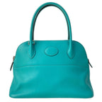 Hermes Handbag Bolide 27 Blue Paon Silver