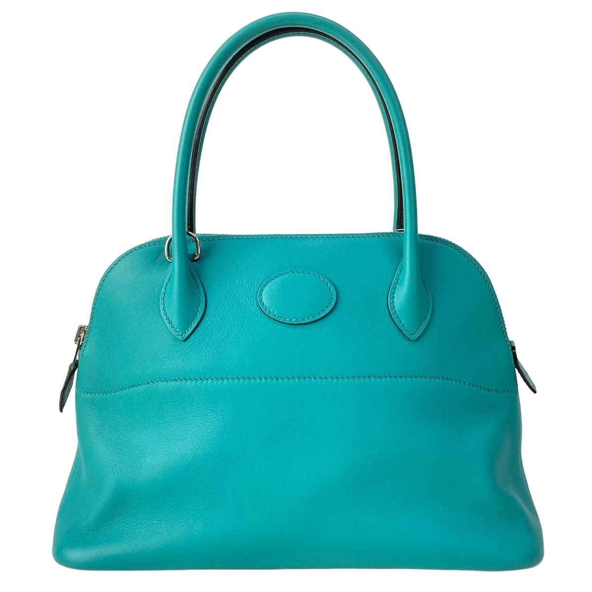 Hermes Handbag Bolide 27 Blue Paon Silver