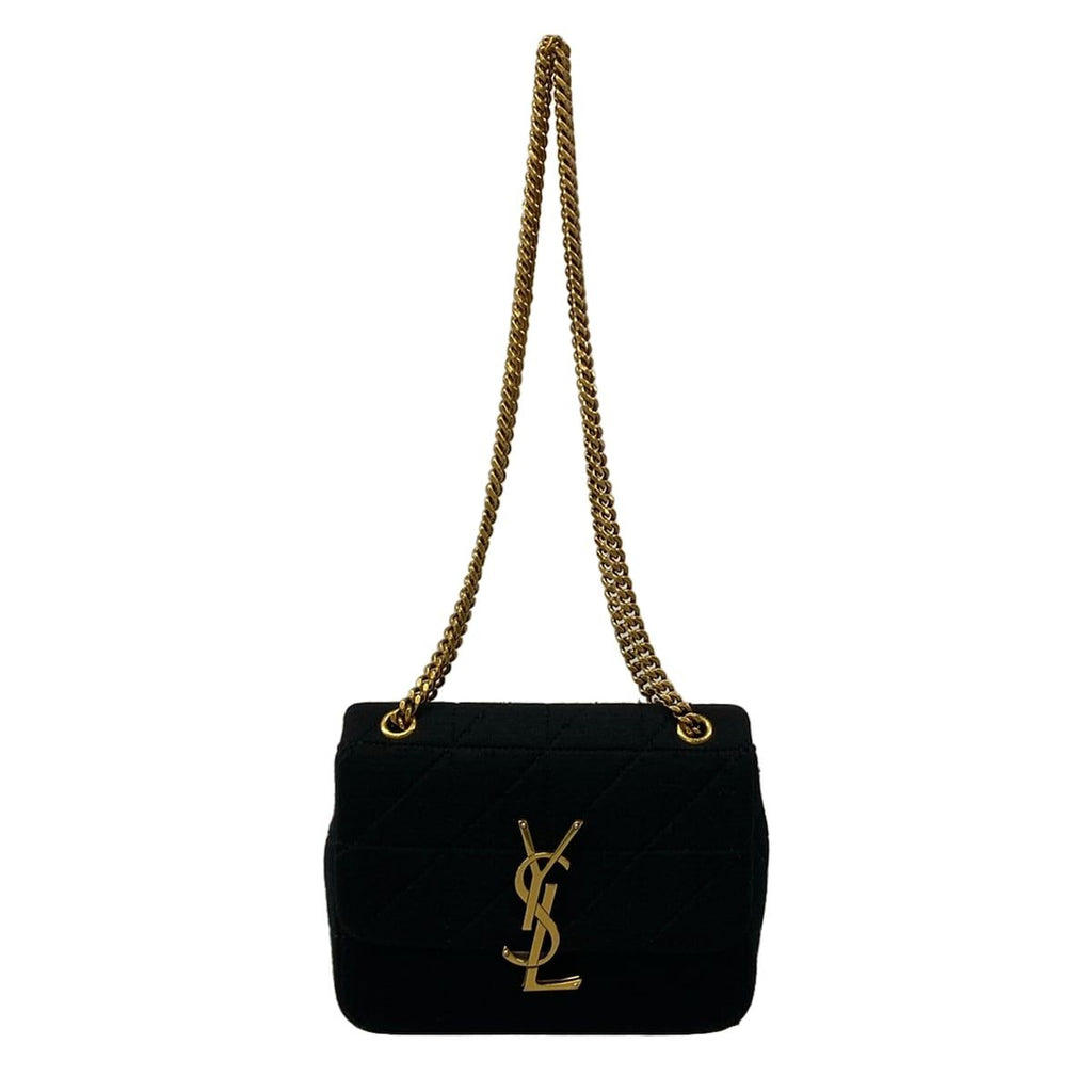 Saint Laurent Paris Shoulder Bag Black Chain Cotton