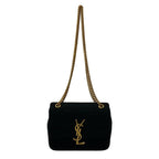 Saint Laurent Paris Shoulder Bag Black Chain Cotton