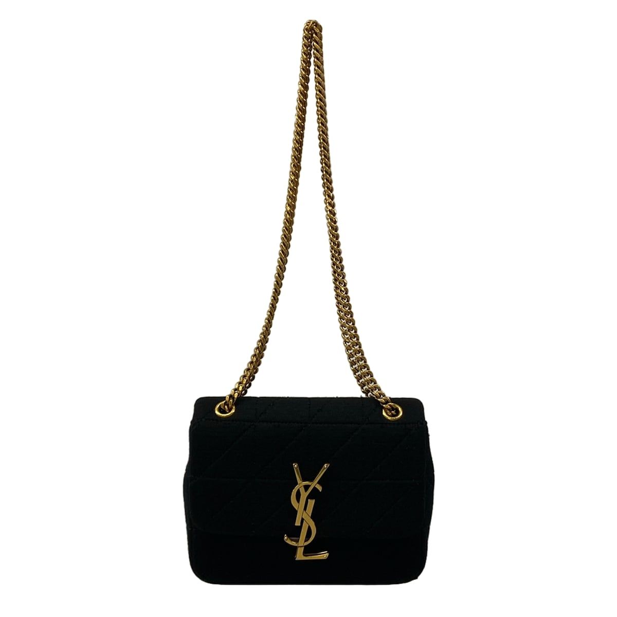 Saint Laurent Paris Shoulder Bag Black Chain Cotton