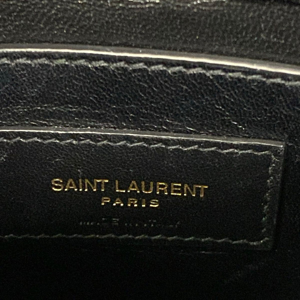 Saint Laurent Paris Shoulder Bag Black Chain Cotton — view 8