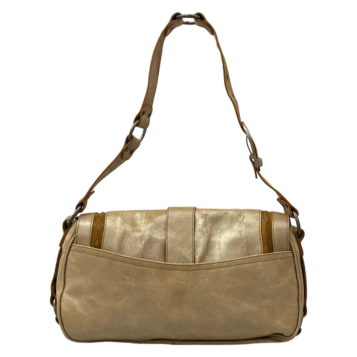 Dior Shoulder Bag Gaucho Beige Brown Lame Leather — view 3