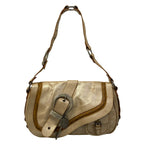 Dior Shoulder Bag Gaucho Beige Brown Lame Leather