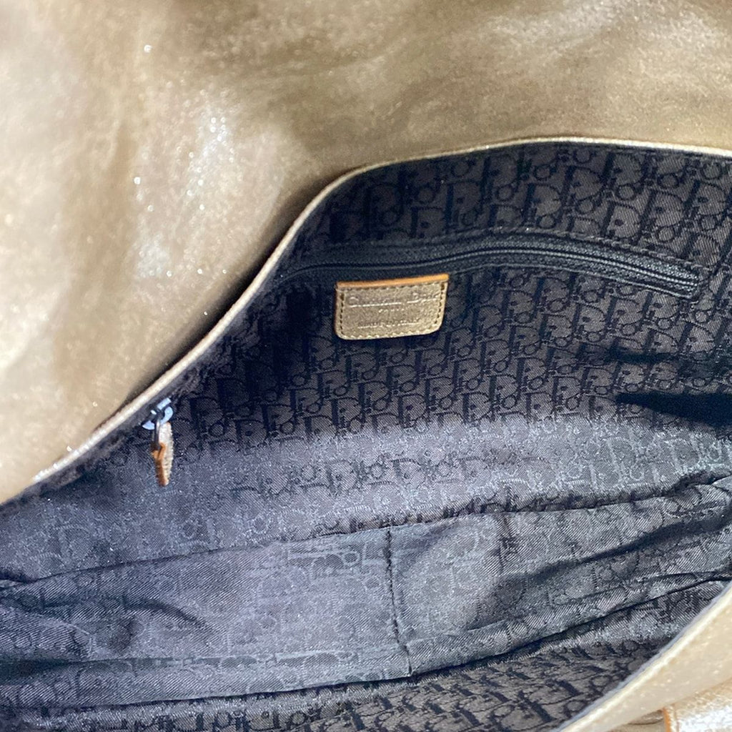 Dior Shoulder Bag Gaucho Beige Brown Lame Leather — view 7