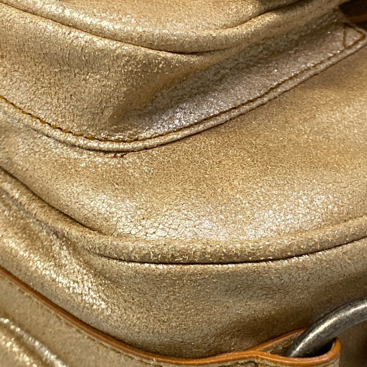 Dior Shoulder Bag Gaucho Beige Brown Lame Leather — view 6