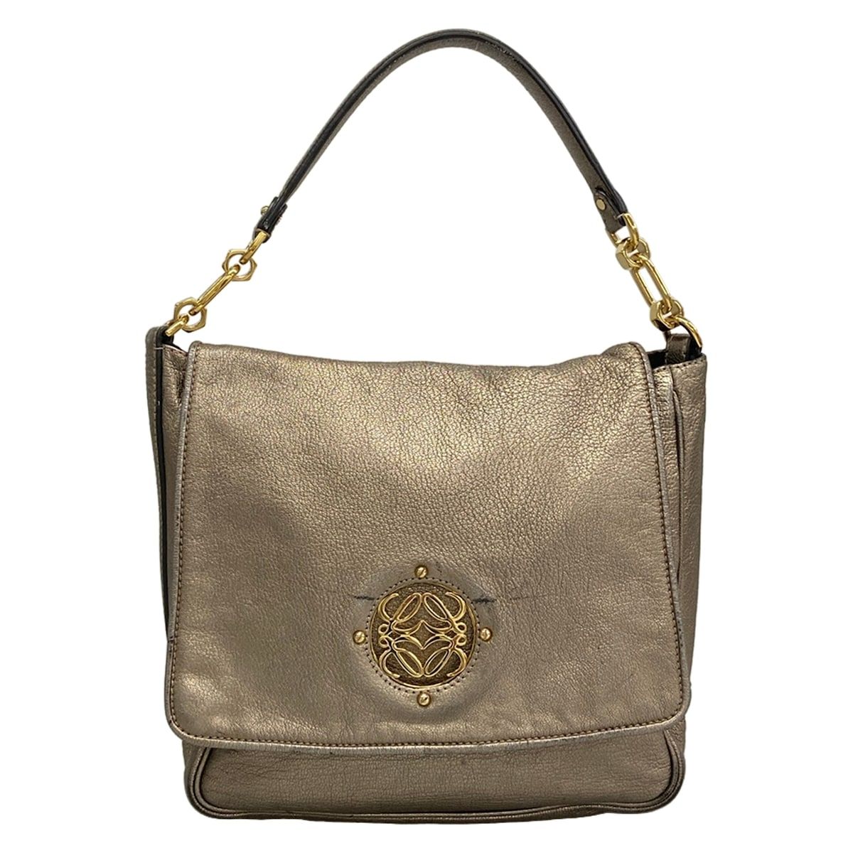 Loewe Handbag Beige Gold Leather