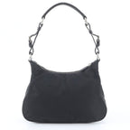 Prada Tessuto Nylon Triangle Logo Leather Shoulder Bag Black — view 3