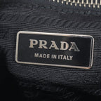 Prada Tessuto Nylon Triangle Logo Leather Shoulder Bag Black — view 8