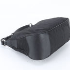 Prada Tessuto Nylon Triangle Logo Leather Shoulder Bag Black — view 5