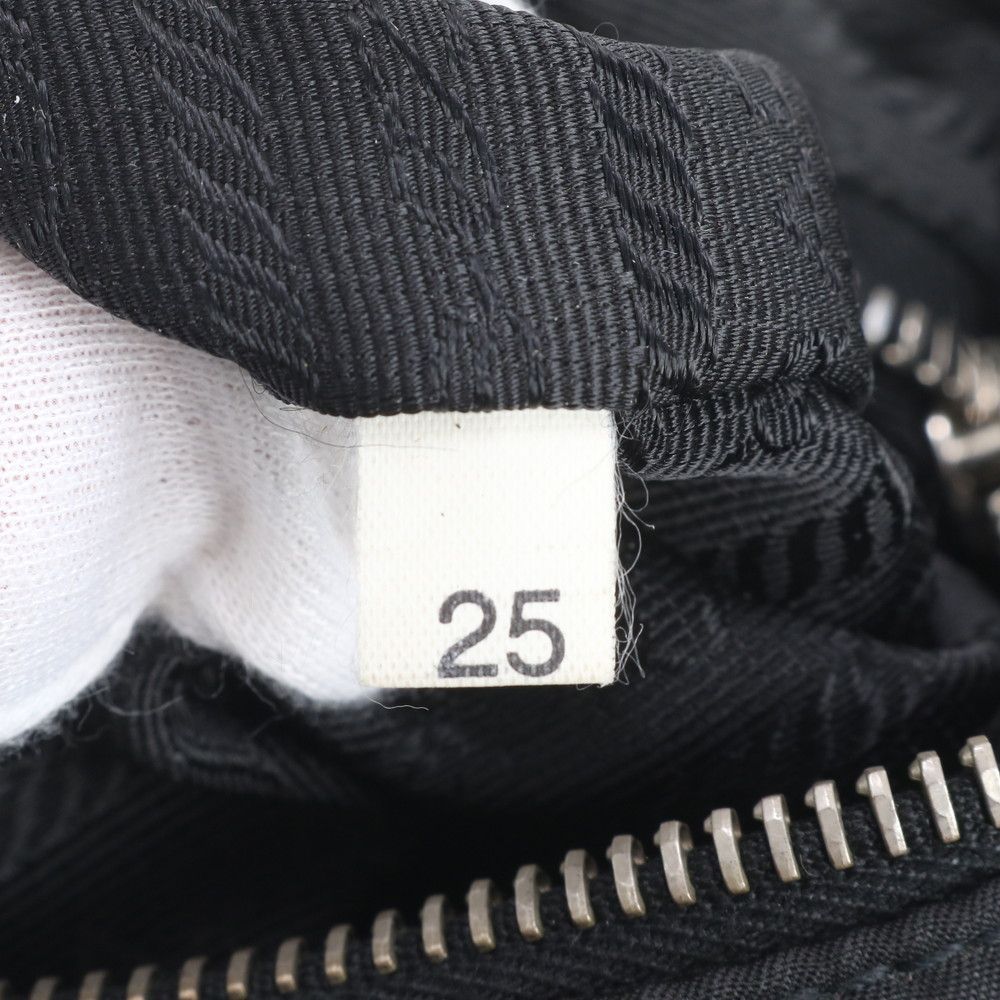 Prada Tessuto Nylon Triangle Logo Leather Shoulder Bag Black — view 9