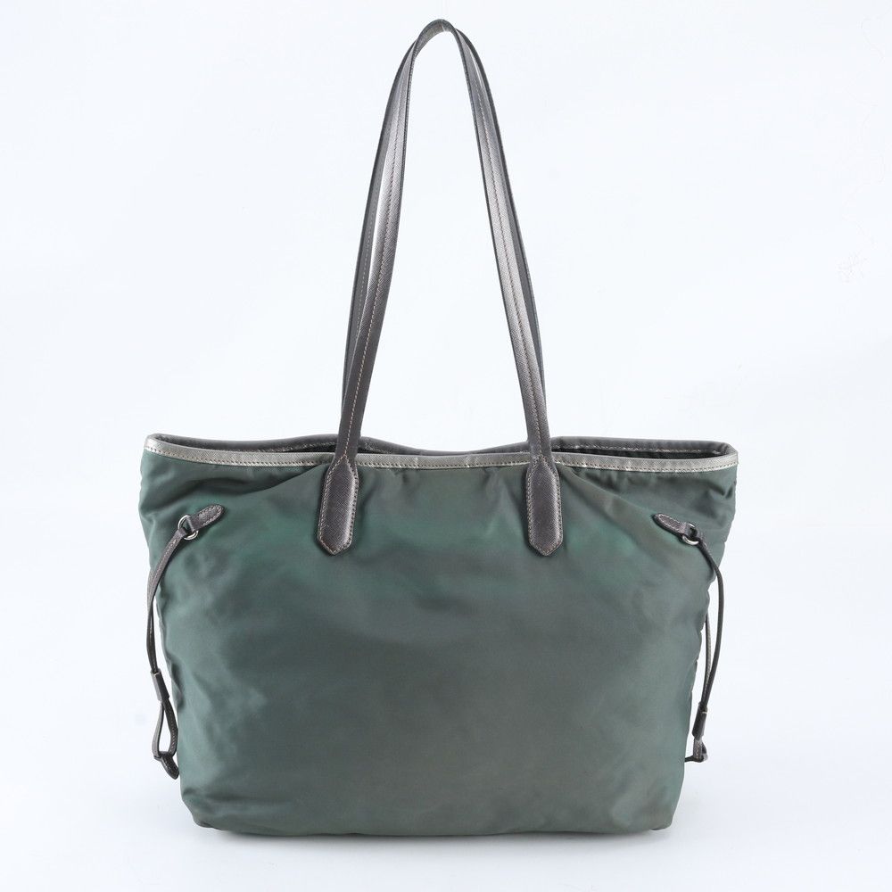 Prada Tessuto Nylon Triangle Logo Tote Shoulder Rim with — view 3