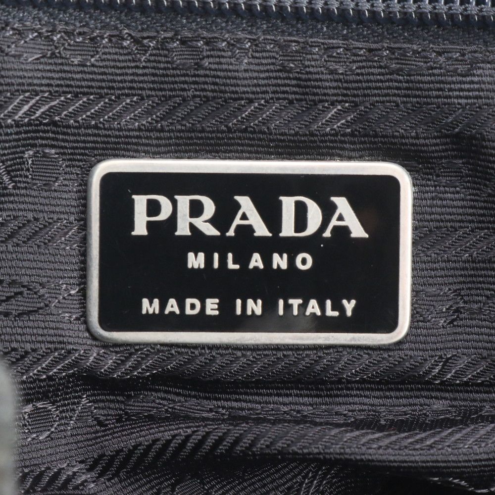 Prada Tessuto Nylon Triangle Logo Leather Backpack Black — view 8
