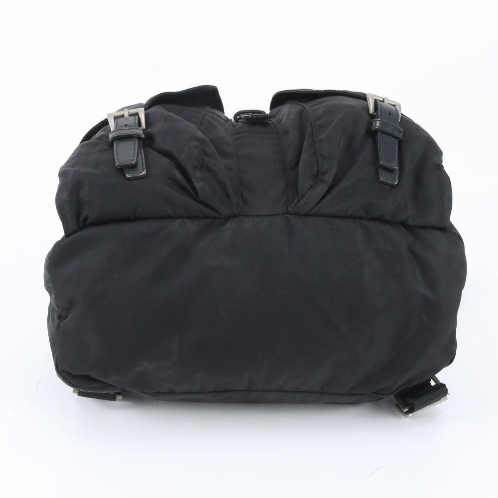 Prada Tessuto Nylon Triangle Logo Leather Backpack Black — view 5