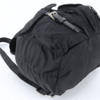 Prada Tessuto Nylon Triangle Logo Leather Backpack Black — view 6
