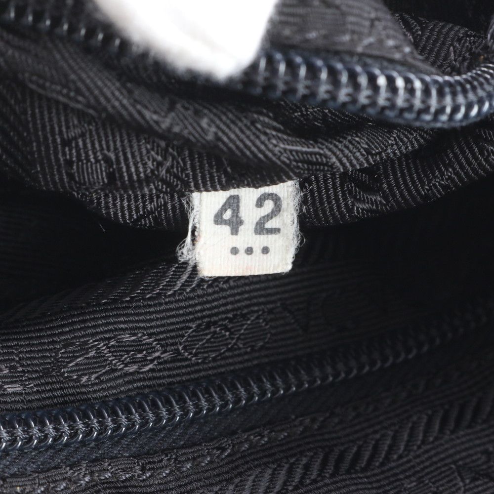 Prada Tessuto Nylon Triangle Logo Leather Backpack Black — view 9