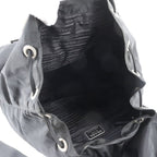 Prada Tessuto Nylon Triangle Logo Leather Backpack Black — view 7