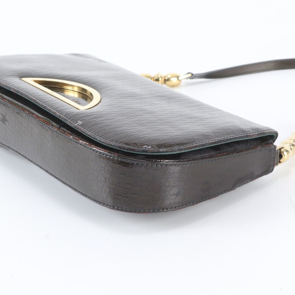 Dior Maris Pearl Trotter Embossed Leather Shoulder Bag Brown — view 4