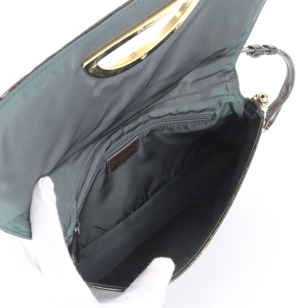 Dior Maris Pearl Trotter Embossed Leather Shoulder Bag Brown — view 7