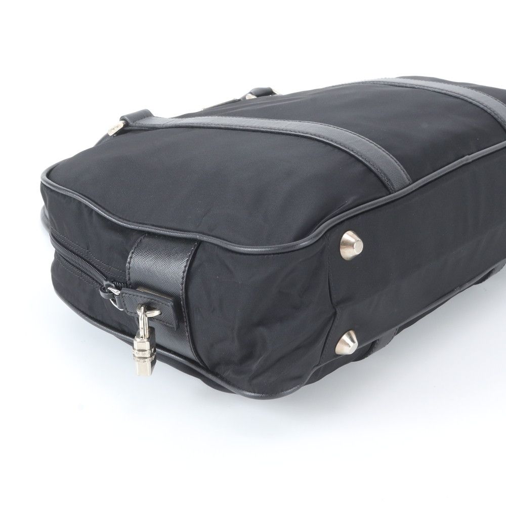 Prada Tessuto Nylon Saffiano Leather Business Tote Black — view 4