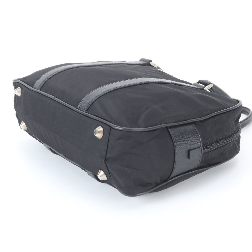 Prada Tessuto Nylon Saffiano Leather Business Tote Black — view 6
