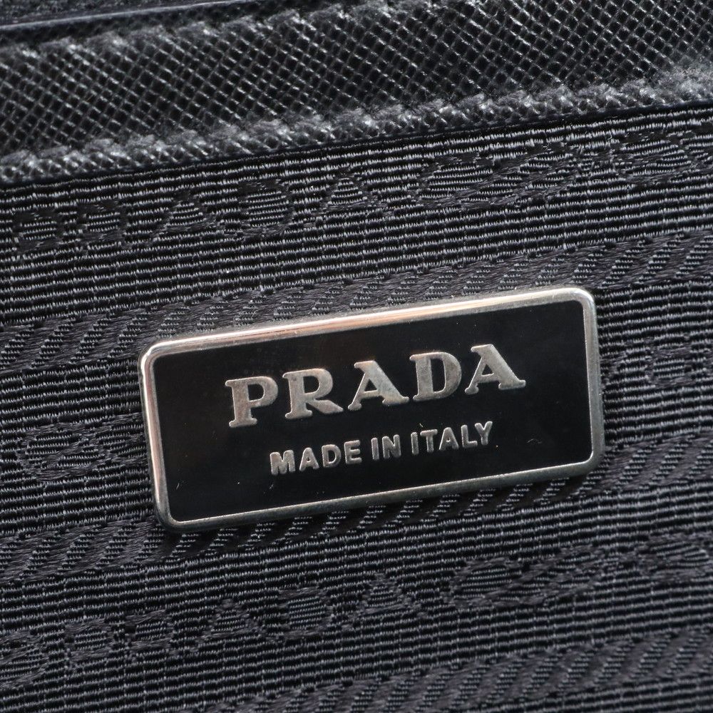 Prada Tessuto Nylon Saffiano Leather Business Tote Black — view 8