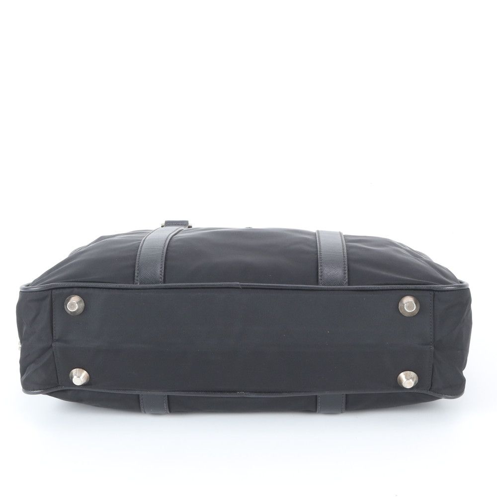 Prada Tessuto Nylon Saffiano Leather Business Tote Black — view 5