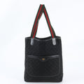 Gucci GG Canvas Sherry Line Leather Tote Shoulder Black