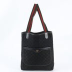 Gucci GG Canvas Sherry Line Leather Tote Shoulder Black