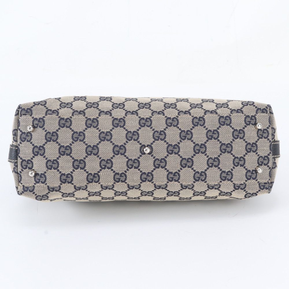 Gucci GG Canvas Sherry Line Leather Tote Shoulder Hand Navy — view 6