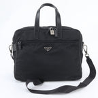 Prada Tessuto Nylon Leather 2-Way Business Crossbody Document Tote Shoulder