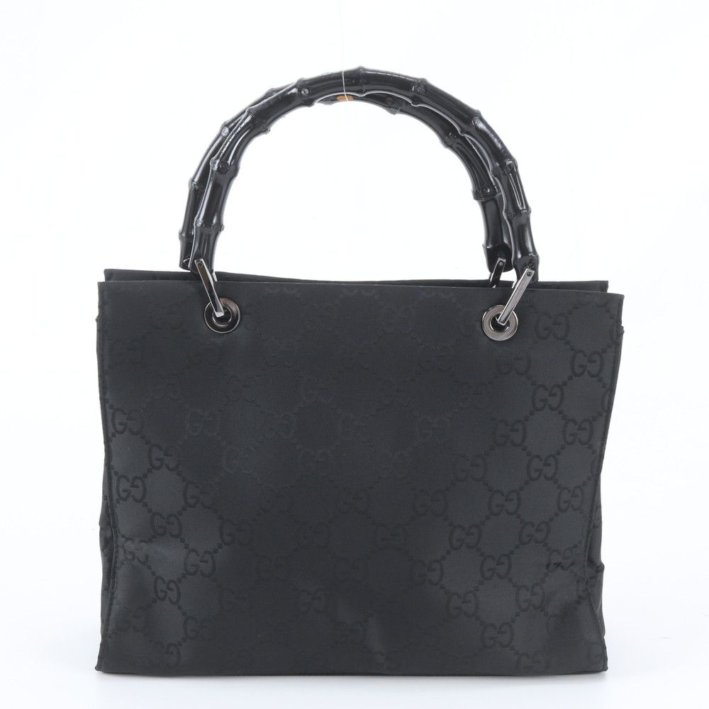 Gucci Bamboo GG Nylon Leather Tote Shoulder Hand Black — view 3