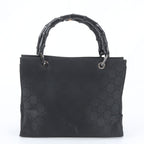 Gucci Bamboo GG Nylon Leather Tote Shoulder Hand Black — view 3