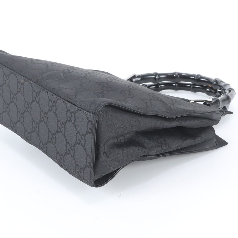 Gucci Bamboo GG Nylon Leather Tote Shoulder Hand Black — view 4