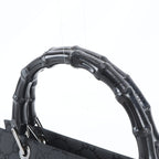 Gucci Bamboo GG Nylon Leather Tote Shoulder Hand Black — view 2