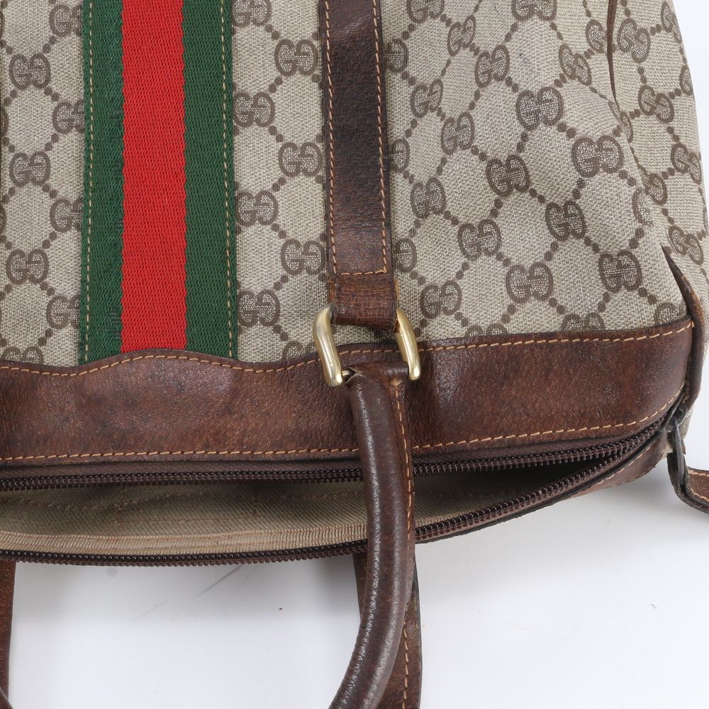 Gucci Vintage O'ludo GG Springs M Sherry Line Leather Handbag Tote — view 9
