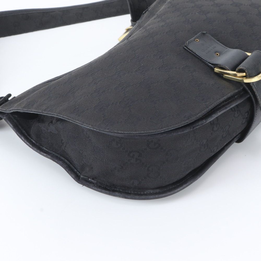 Gucci GG Canvas Flap Leather Shoulder Bag Hand Black — view 4