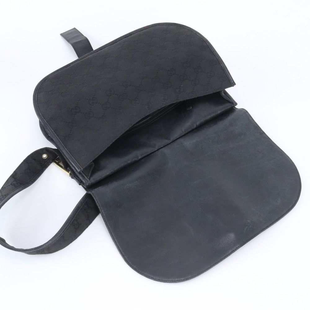 Gucci GG Canvas Flap Leather Shoulder Bag Hand Black — view 7