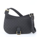 Gucci GG Canvas Flap Leather Shoulder Bag Hand Black