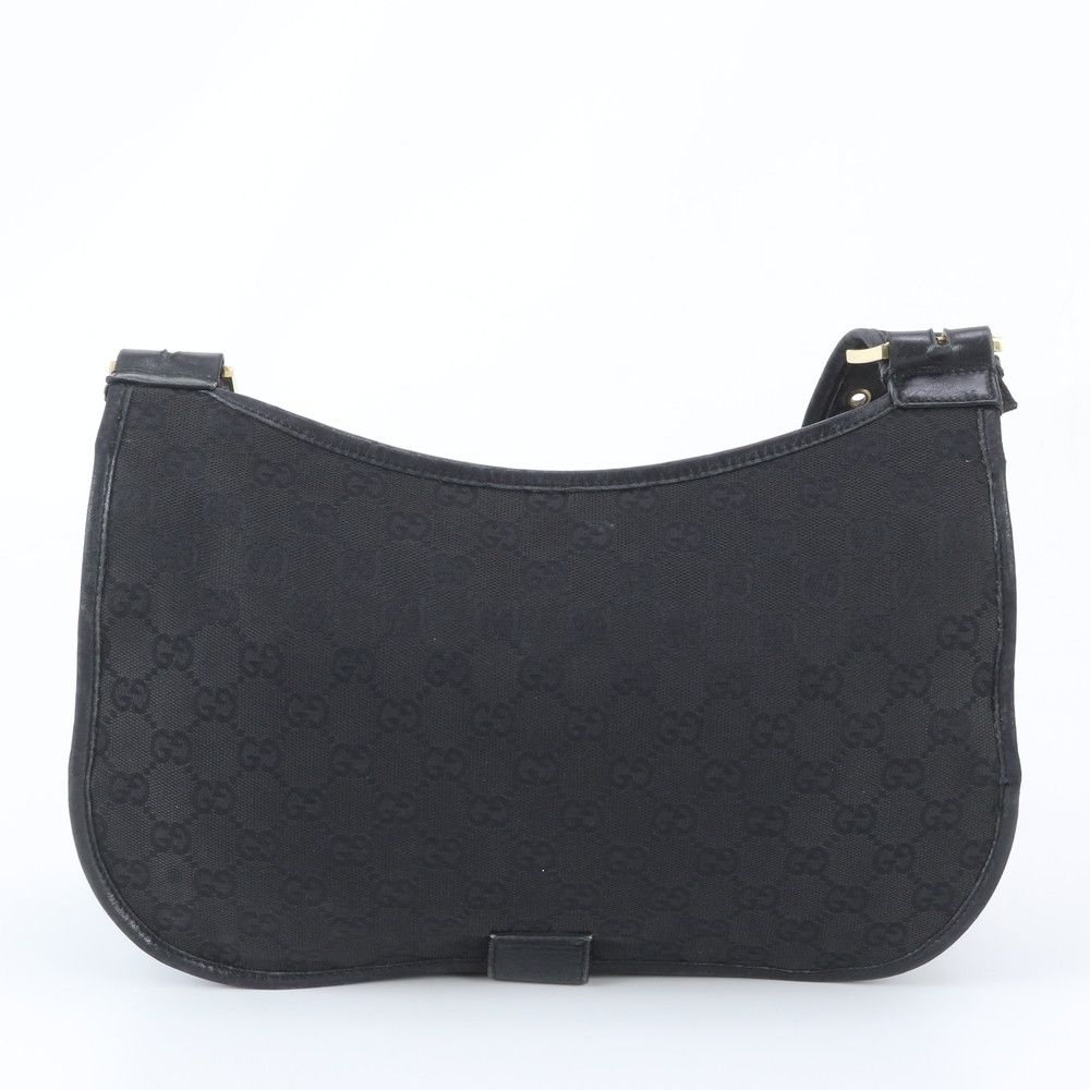 Gucci GG Canvas Flap Leather Shoulder Bag Hand Black — view 2