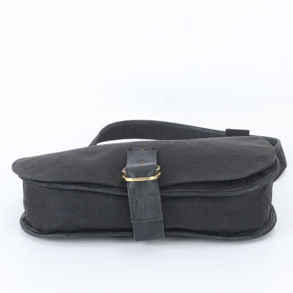 Gucci GG Canvas Flap Leather Shoulder Bag Hand Black — view 5