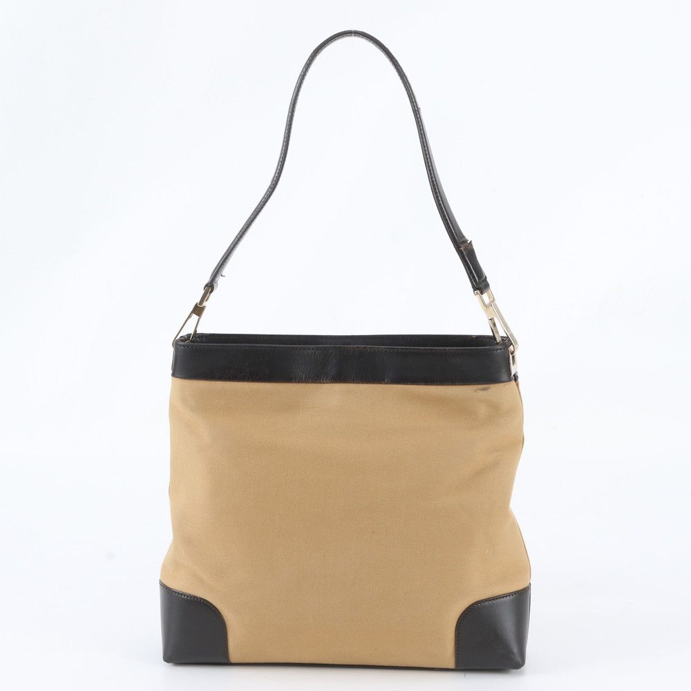 Gucci Sherry Line 001 Leather Canvas Shoulder Bag Handle — view 3