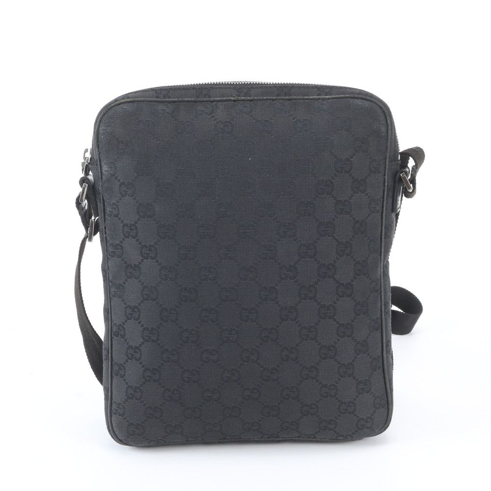 Gucci GG Canvas Leather Shoulder Bag Crossbody Messenger Black — view 3