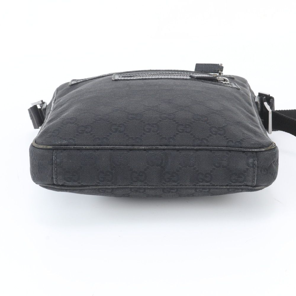 Gucci GG Canvas Leather Shoulder Bag Crossbody Messenger Black — view 6