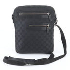 Gucci GG Canvas Leather Shoulder Bag Crossbody Messenger Black