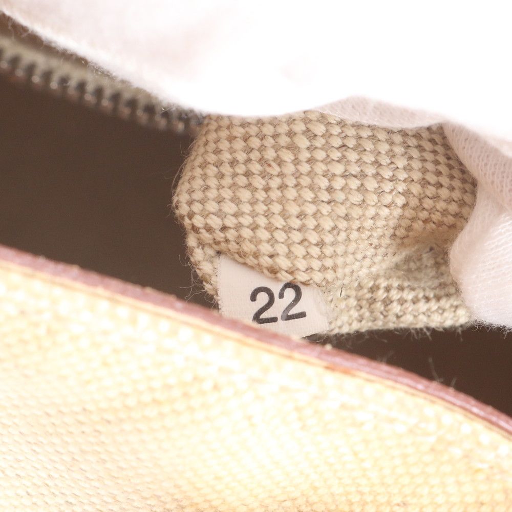 Prada Triangle Logo Leather Canvas Tote Shoulder Handle — view 9