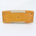 Prada Triangle Logo Leather Canvas Tote Shoulder Handle — view 5
