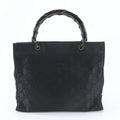 Gucci Bamboo GG Nylon 002 Handbag Tote Leather Black