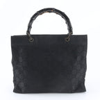 Gucci Bamboo GG Nylon 002 Handbag Tote Leather Black